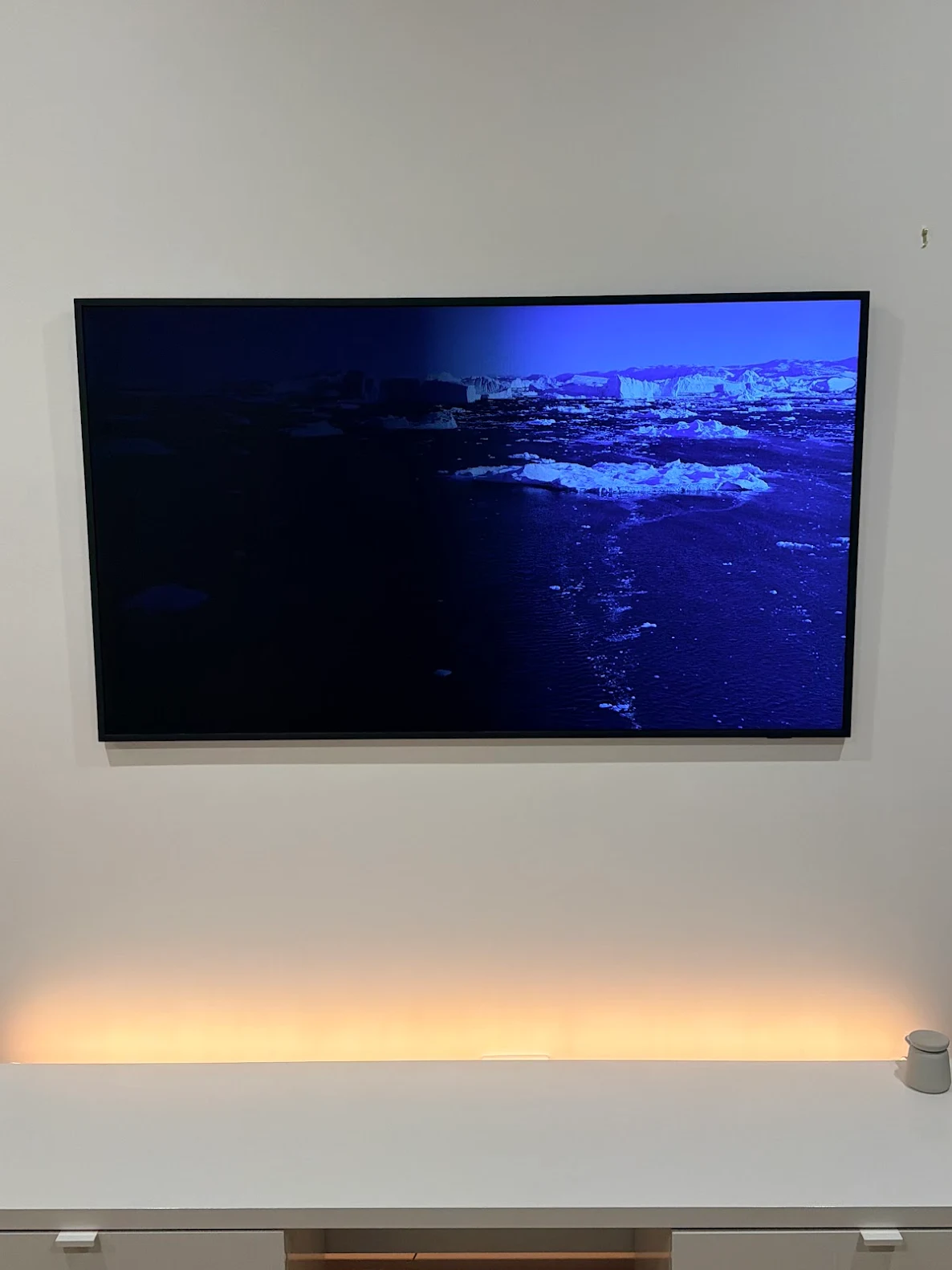 Samsung Frame TV installed flush against the wall